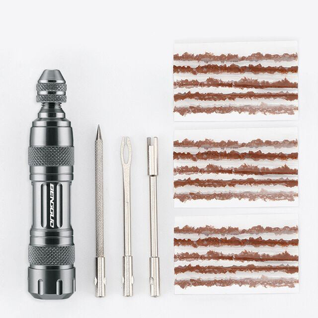 Reparatieset voor tubeless banden in een aluminium koffer