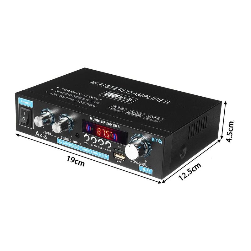 🔊 AK35 Stereoversterker met Bluetooth 5.0 – Compact Geluid voor Thuisgebruik 🎶✨