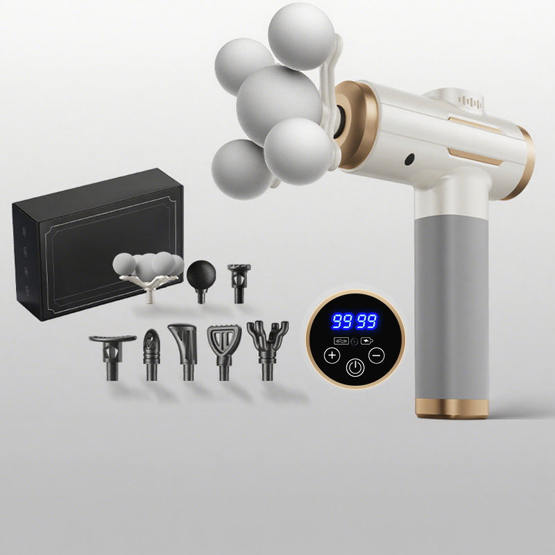 💆♀️💥 50% KORTING! Nooit meer stijve spieren of dure massages! Dit fluisterstille massagepistool met 16.800 trillingen/min en 8 koppen masseert 40 mm diep – professioneel resultaat, gewoon thuis!