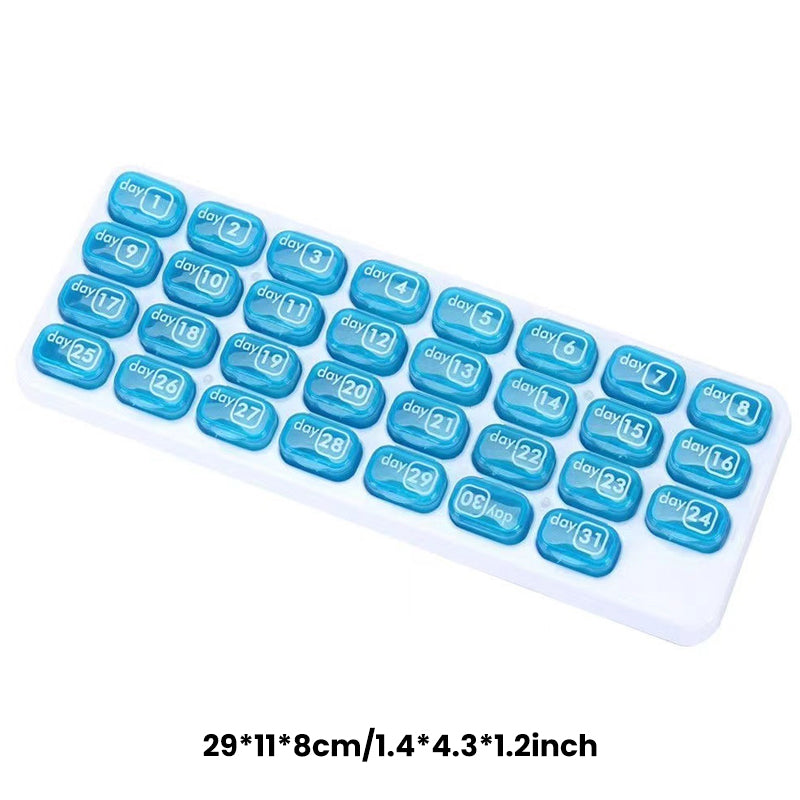 💊📅 Dagelijkse 31-daagse pillendoosje voor op reis🔒📦 Medicijnendoosje voor 4 weken met vakjes en labels, ideaal voor weekplanning, vakanties en senioren, compacte opslag