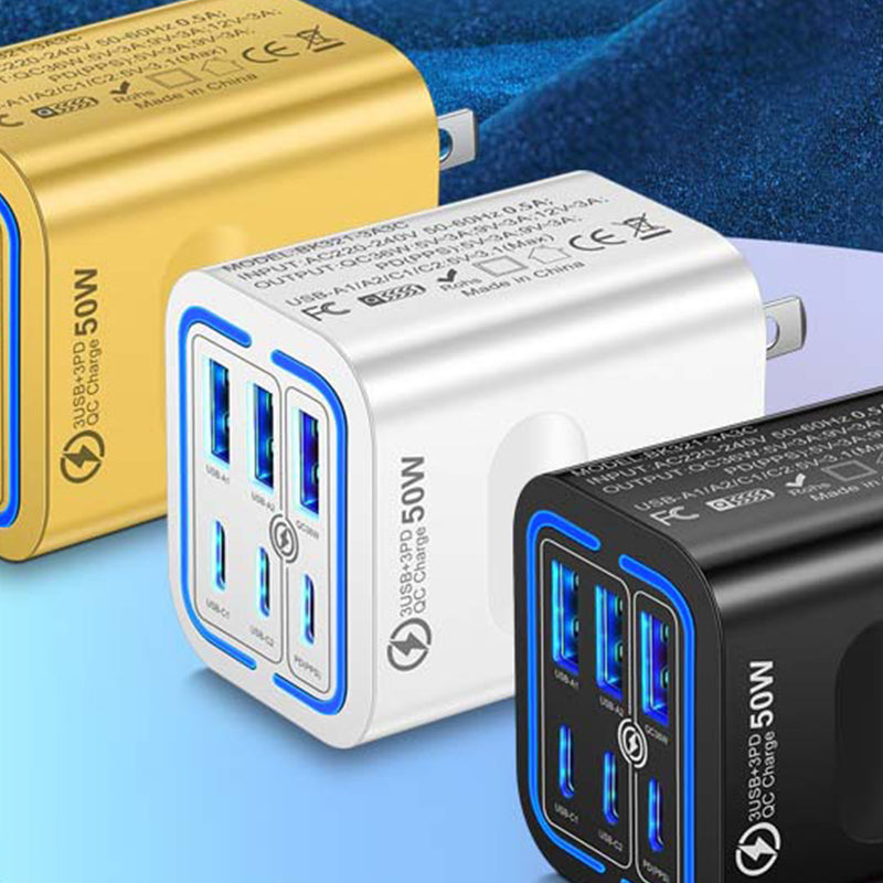 50W 6-poorts USB-C wandlader
