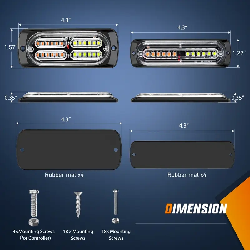 💡Ultradunne LED-stroboscoopwaarschuwingslichten voor vrachtwagens