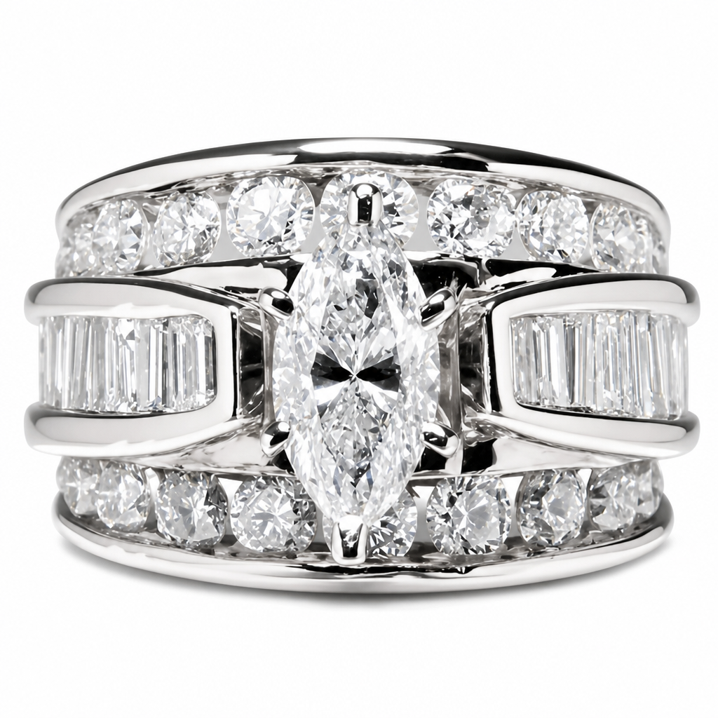 💍✨ Verlovingsring met marquise-slijpsel – verguld en met schitterende zirkonia’s ✨
