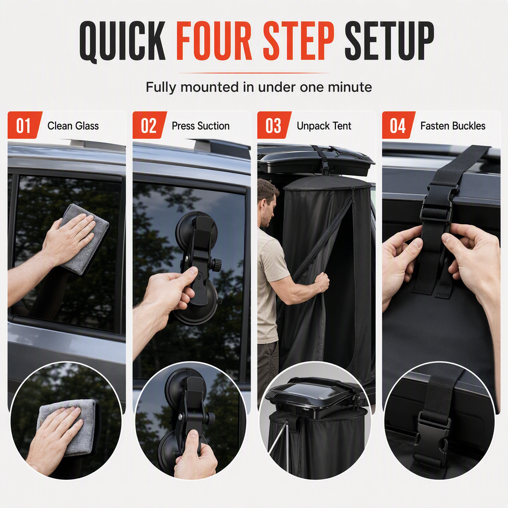 🏕️🚿 Draagbare douche-tent voor achterin de auto – Snel op te zetten en biedt privacy tijdens het kamperen ✨