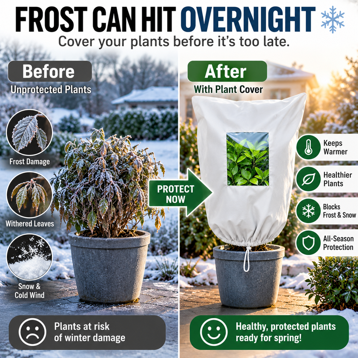 ❄🛡️ESSENTIEEL VOOR DE WINTERTUIN | Vorstbeschermhoes voor planten – Ademend, herbruikbaar beschermhoes voor struiken, potplanten & jonge bomen