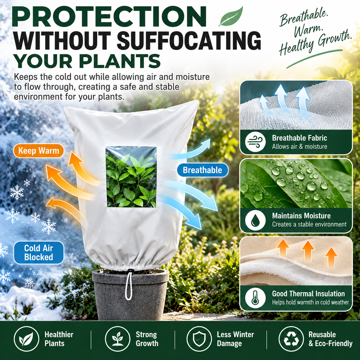 ❄🛡️ESSENTIEEL VOOR DE WINTERTUIN | Vorstbeschermhoes voor planten – Ademend, herbruikbaar beschermhoes voor struiken, potplanten & jonge bomen