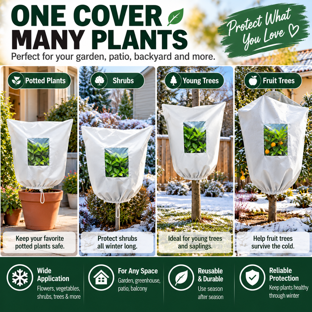 ❄🛡️ESSENTIEEL VOOR DE WINTERTUIN | Vorstbeschermhoes voor planten – Ademend, herbruikbaar beschermhoes voor struiken, potplanten & jonge bomen
