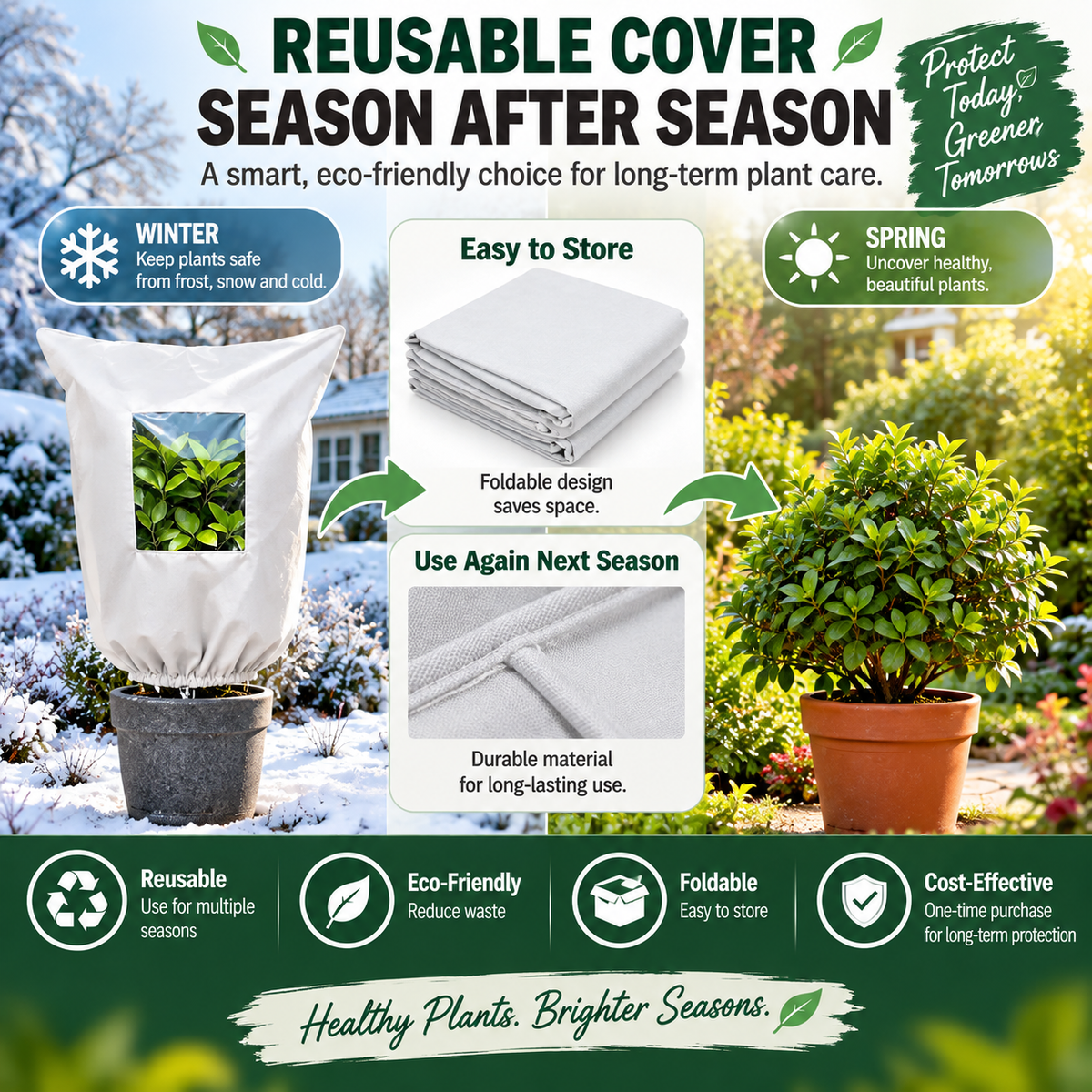 ❄🛡️ESSENTIEEL VOOR DE WINTERTUIN | Vorstbeschermhoes voor planten – Ademend, herbruikbaar beschermhoes voor struiken, potplanten & jonge bomen