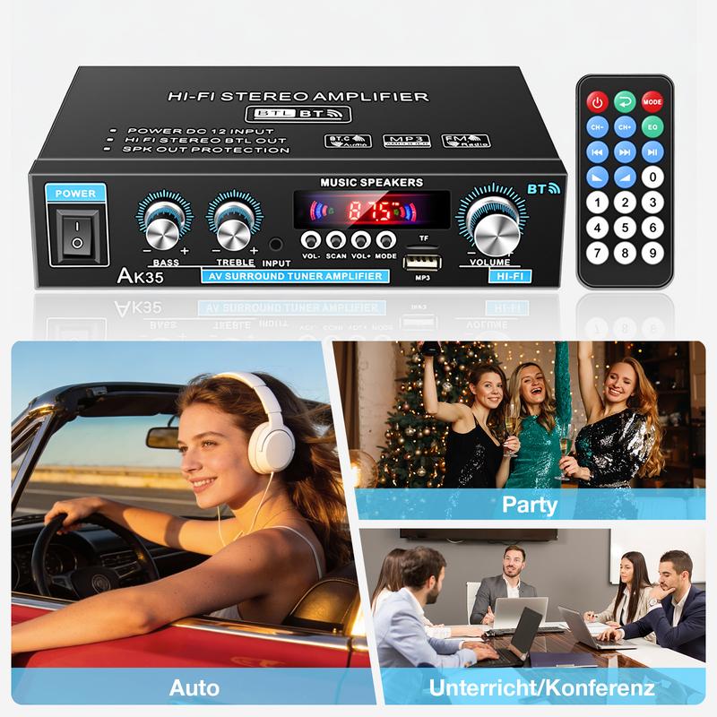 🔊 AK35 Stereoversterker met Bluetooth 5.0 – Compact Geluid voor Thuisgebruik 🎶✨