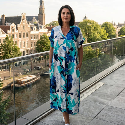 👗 Elegante, casual damesjurk met V-hals en print 💜