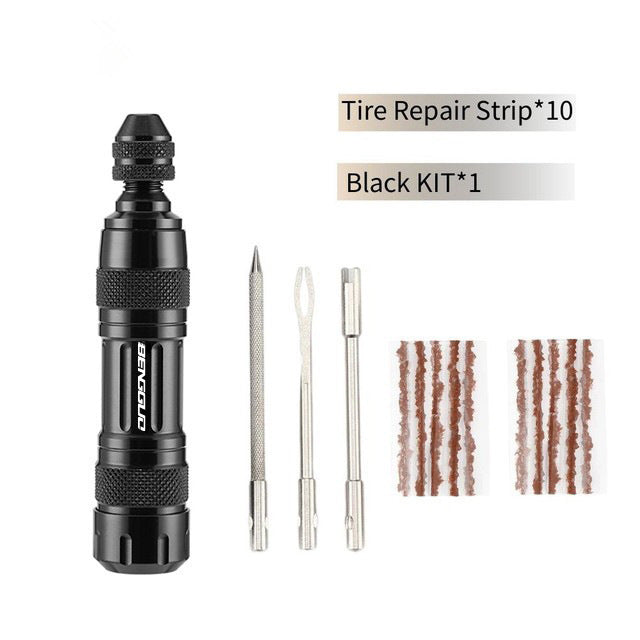 Reparatieset voor tubeless banden in een aluminium koffer