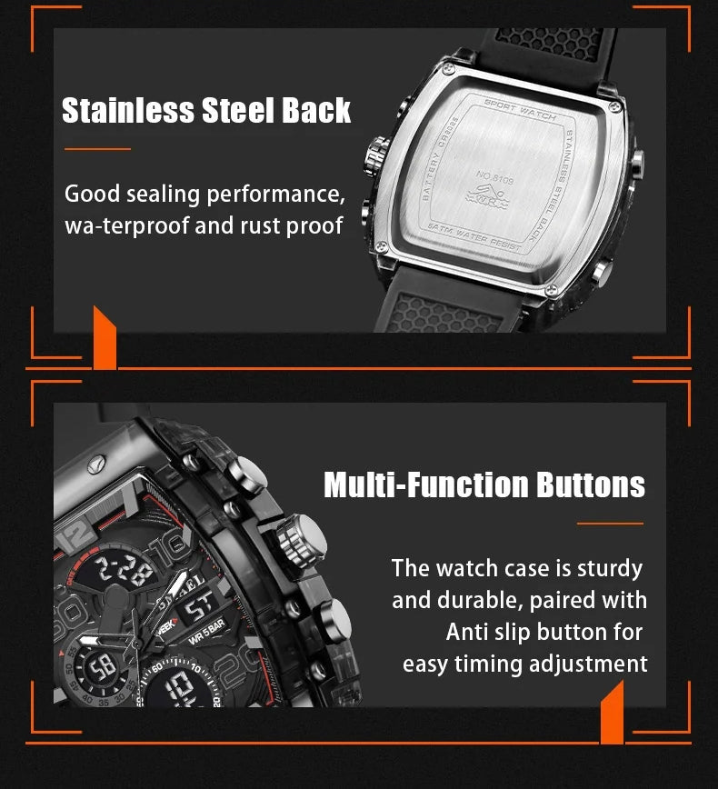 ⌚️Multifunctioneel digitaal sporthorloge – LED-achtergrondverlichting, stopwatch met een nauwkeurigheid van 1/100ste van een seconde en schokbestendige, waterdichte behuizing voor een nauwkeurige registratie van je prestaties ✨🏃‍♂️