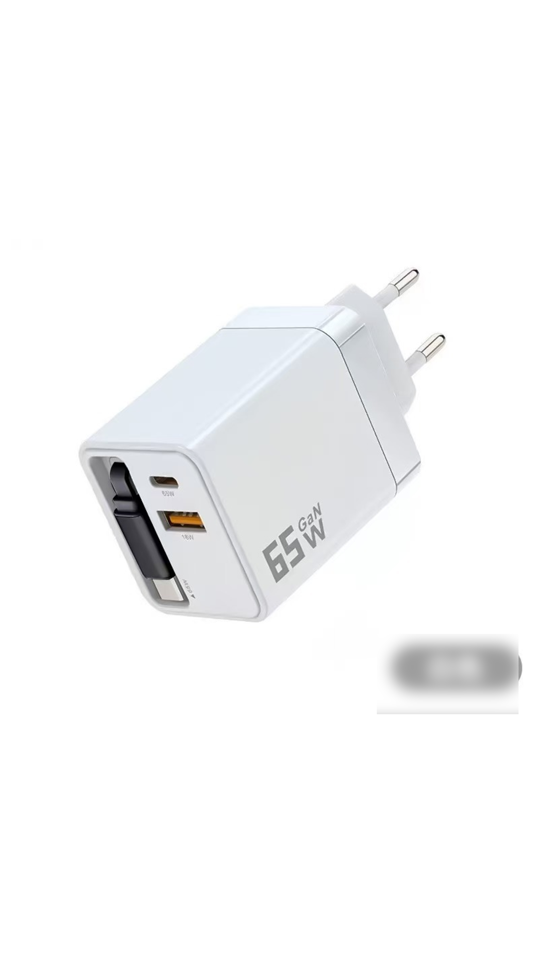 65W snellaad telefoonoplaadblok met uitschuifbare 80 cm Type-C kabel