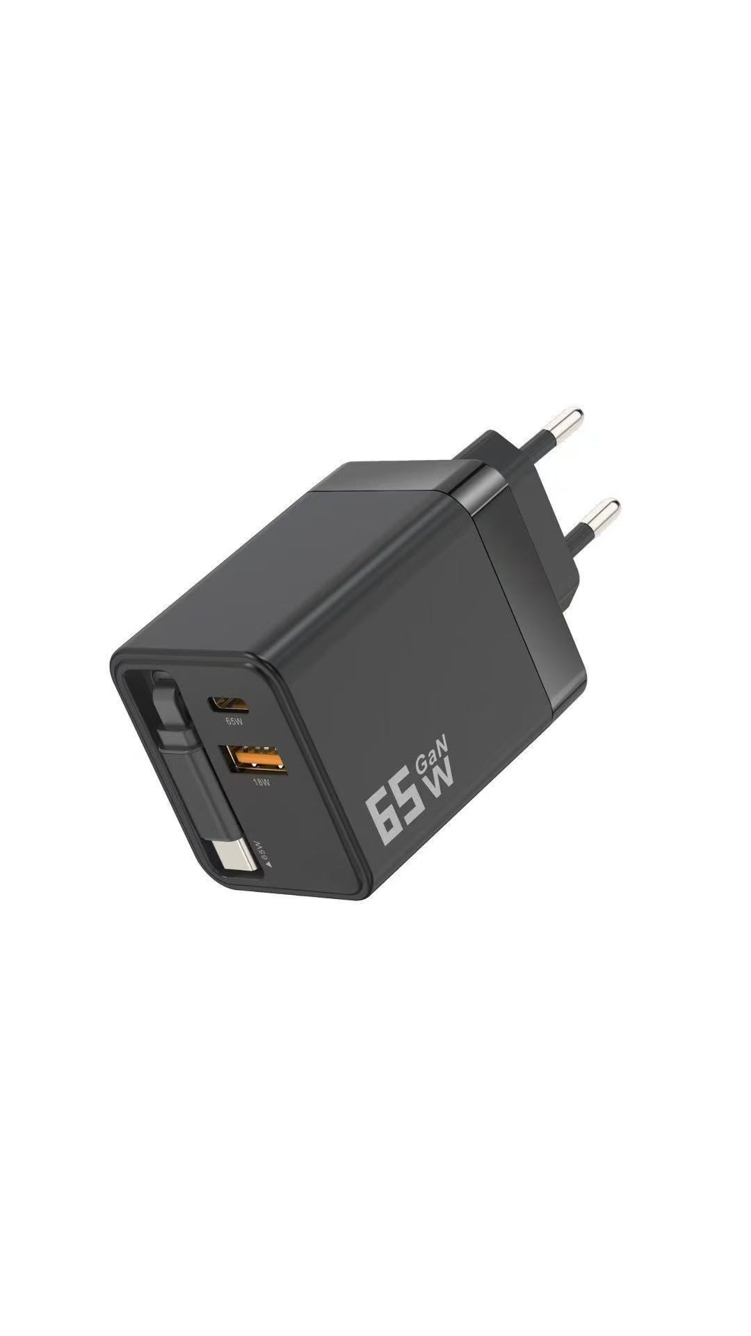 65W snellaad telefoonoplaadblok met uitschuifbare 80 cm Type-C kabel