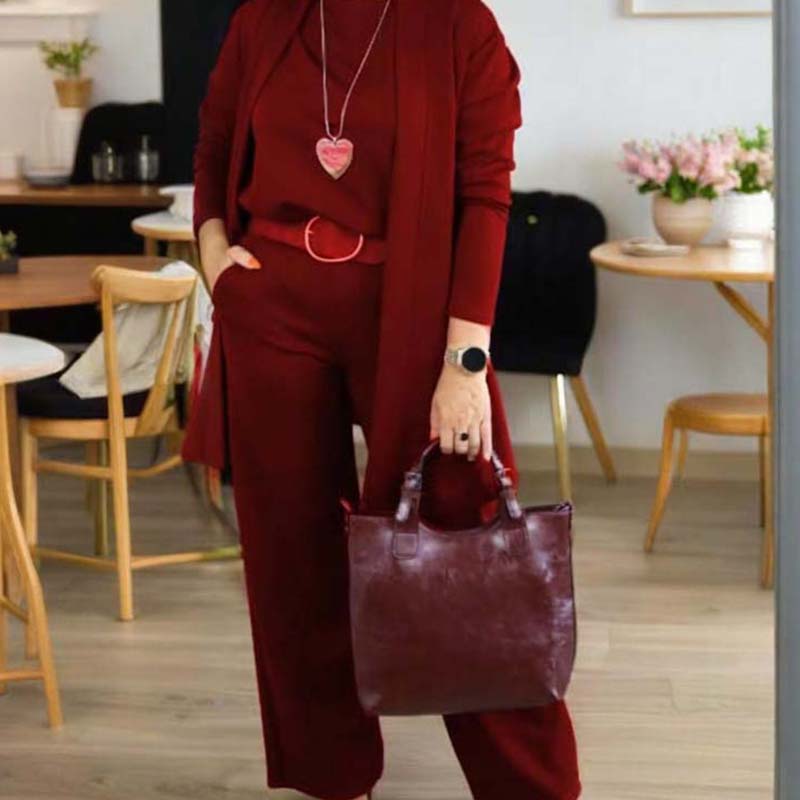 ⏳Tijdelijke aanbieding⏰Elegante 3-delige set bestaande uit een lang vest, top en broek💞