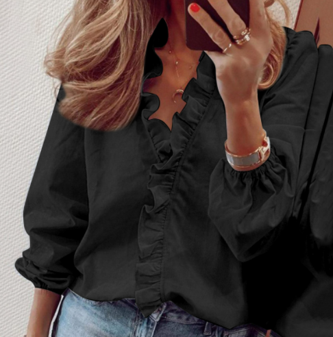 👚 NU 50% KORTING! ✨ Damesblouse met ruches en pofmouwen – Leuk ontwerp, losse pasvorm en veelzijdige stijl voor elke gelegenheid 🍃
