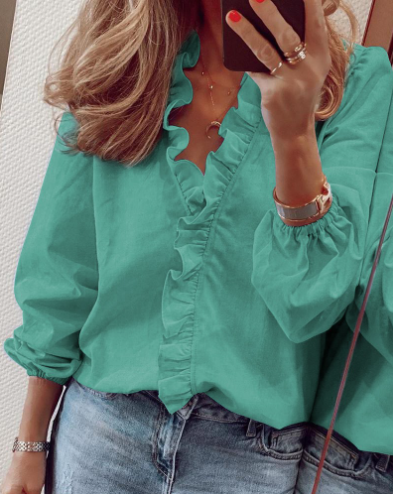 👚 NU 50% KORTING! ✨ Damesblouse met ruches en pofmouwen – Leuk ontwerp, losse pasvorm en veelzijdige stijl voor elke gelegenheid 🍃