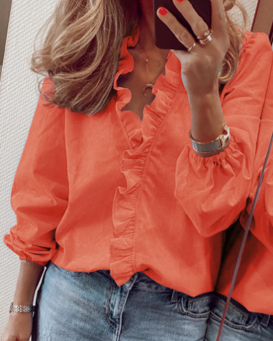 👚 NU 50% KORTING! ✨ Damesblouse met ruches en pofmouwen – Leuk ontwerp, losse pasvorm en veelzijdige stijl voor elke gelegenheid 🍃