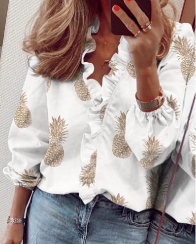 👚 NU 50% KORTING! ✨ Damesblouse met ruches en pofmouwen – Leuk ontwerp, losse pasvorm en veelzijdige stijl voor elke gelegenheid 🍃