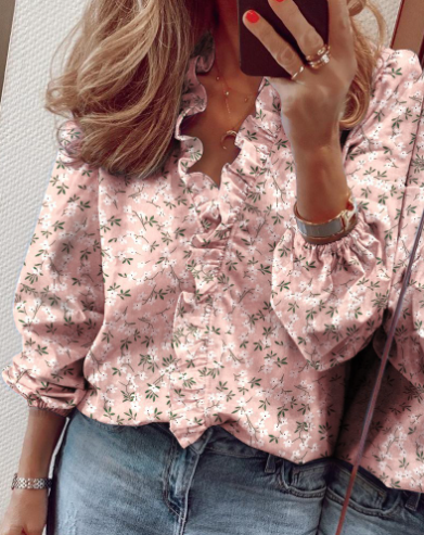 👚 NU 50% KORTING! ✨ Damesblouse met ruches en pofmouwen – Leuk ontwerp, losse pasvorm en veelzijdige stijl voor elke gelegenheid 🍃