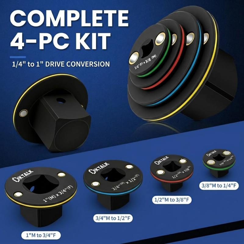 🔧⚡ 50% KORTING! Geen ruimte? Geen probleem! Deze ultraplatte dopsleuteladapters redden je uit élke krappe motorhel – krachtig Cr-Mo staal, magnetisch, en ze klikken strak in elkaar. Nooit meer knoeien in kleine hoekjes!
