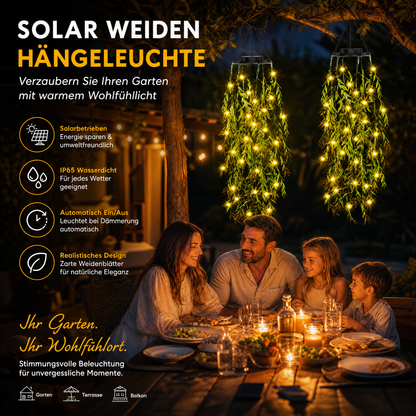 🍃Zonne-energie hangmandlamp met kunstgroen – waterdichte warmwitte LED🔥