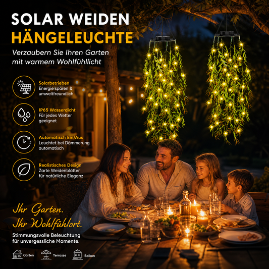 🍃Zonne-energie hangmandlamp met kunstgroen – waterdichte warmwitte LED🔥