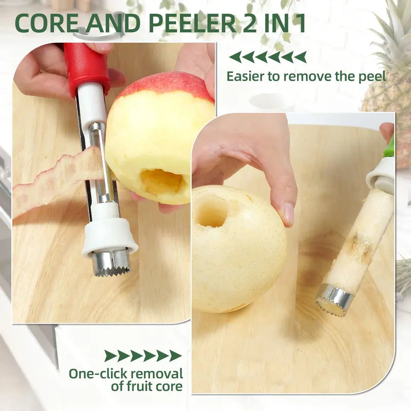 🍎 2-in-1 Apple Corer & Peeler (Roestvrij staal ) – perfect voor het snel bereiden van fruit ✨🍏