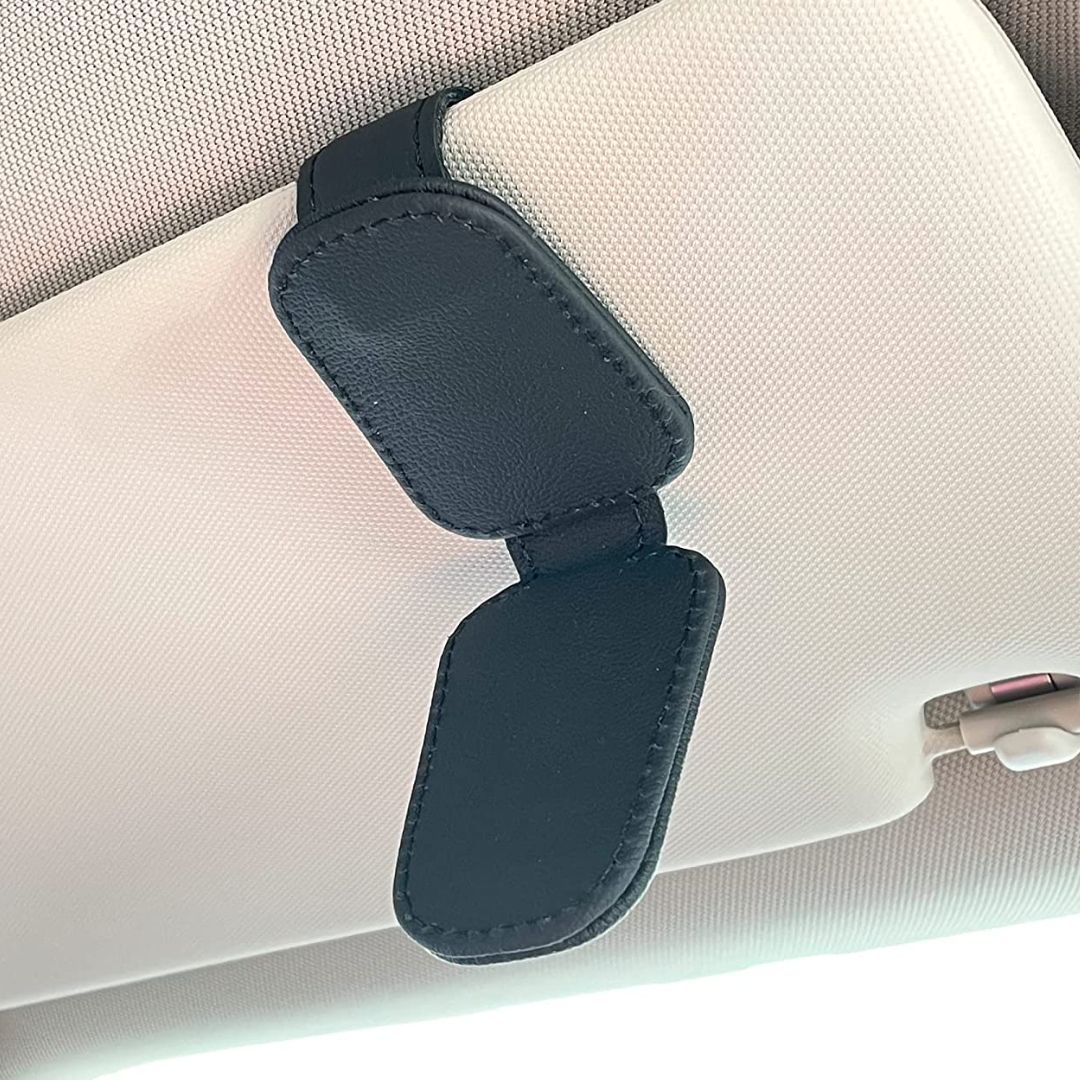 😎 Magnetische Leren Auto Zonnebrilhouder