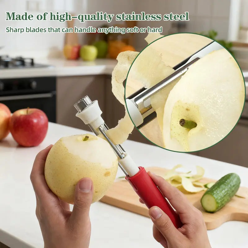 🍎 2-in-1 Apple Corer & Peeler (Roestvrij staal ) – perfect voor het snel bereiden van fruit ✨🍏