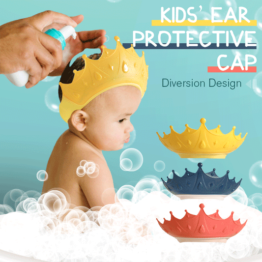 🔥40% KORTING!🛀 Oorbeschermingsmuts voor kinderen – Waterdichte douchemuts, verstelbaar en met een kroonmotief uit een tekenfilm