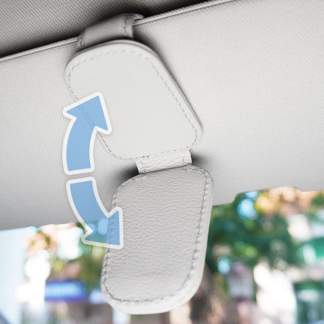 😎 Magnetische Leren Auto Zonnebrilhouder