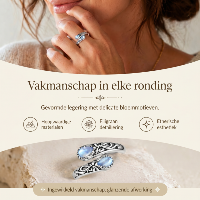 ✨ Vintage verstelbare open ring met een druppelvormige - lichtgevende zirkoon
