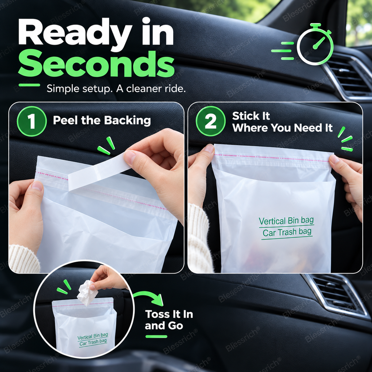 🧼Zelfklevende auto-opbergzakjes – Overal op te plakken🚗