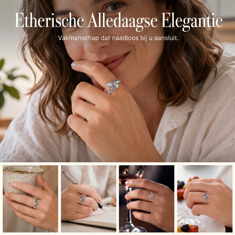 ✨ Vintage verstelbare open ring met een druppelvormige - lichtgevende zirkoon