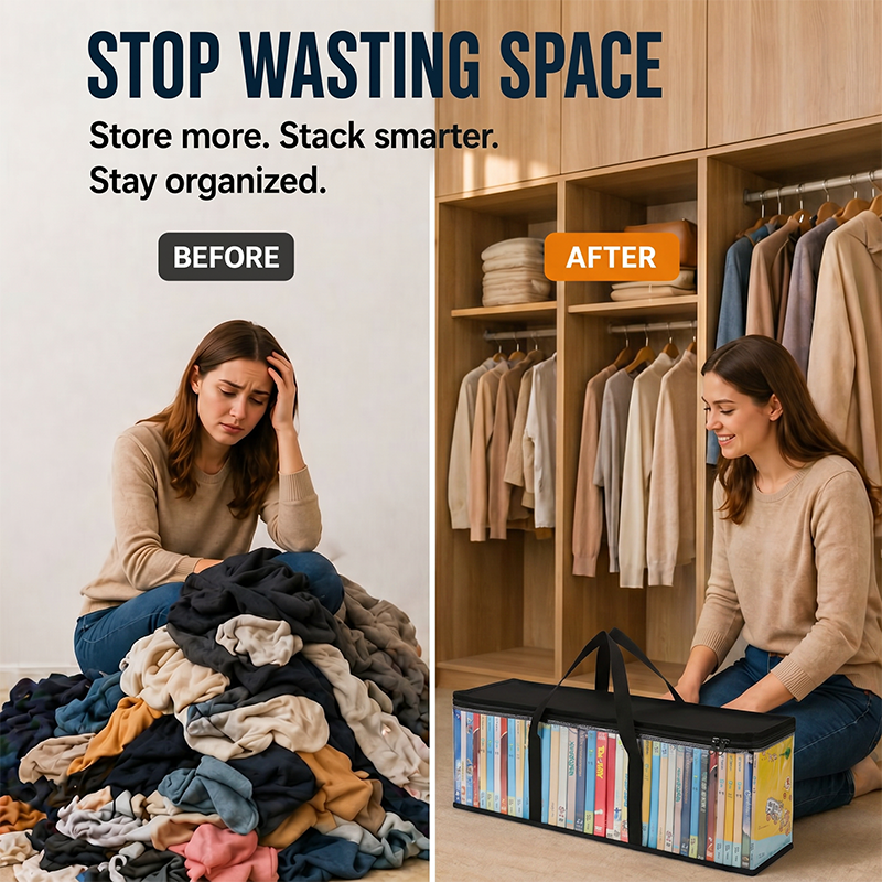 🔥 Tijdelijk aanbod – 50% KORTING 📦 Extra grote en supersterke transparante opbergzak van dik plastic voor kleding, verhuizing en opslag