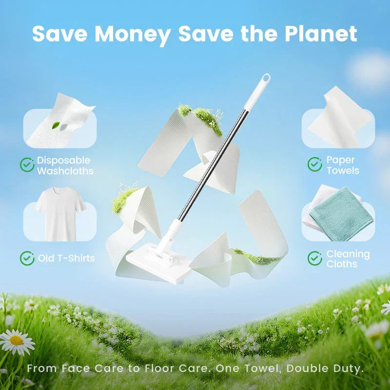 🧹💥 50% KORTING! Nooit meer bukken of vieze dweilen wassen! Deze uitschuifbare wegwerpmop met 360° draaikop en clip-on doekjes maakt elke vloer schoon in seconden – licht & handig!