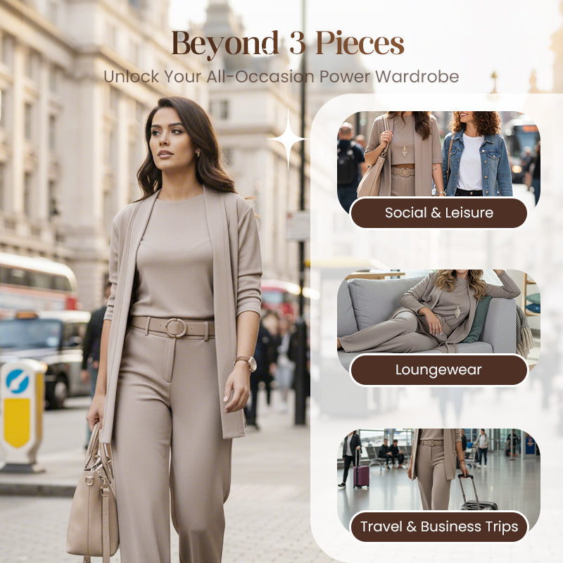 ⏳Tijdelijke aanbieding⏰Elegante 3-delige set bestaande uit een lang vest, top en broek💞