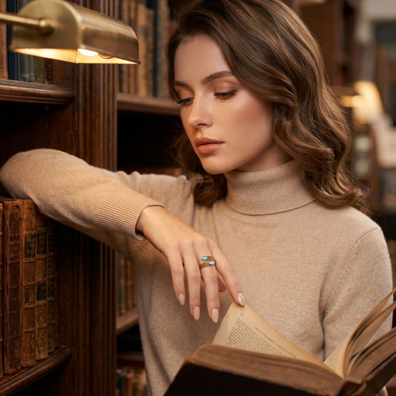 ✨ Vintage verstelbare open ring met een druppelvormige - lichtgevende zirkoon