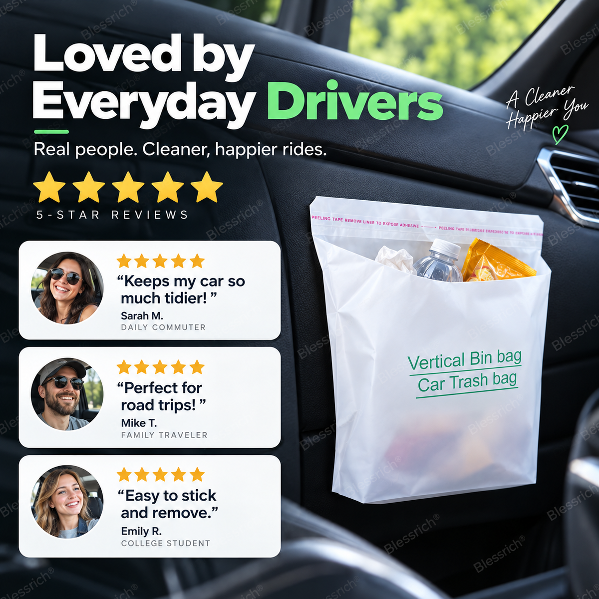 🧼Zelfklevende auto-opbergzakjes – Overal op te plakken🚗