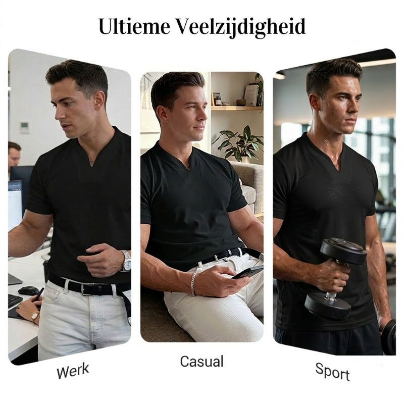 ⏰ Nu slechts 50% korting! 💎 Heren Gentlemans Zakelijke Korte Mouwen Fitness T-shirt