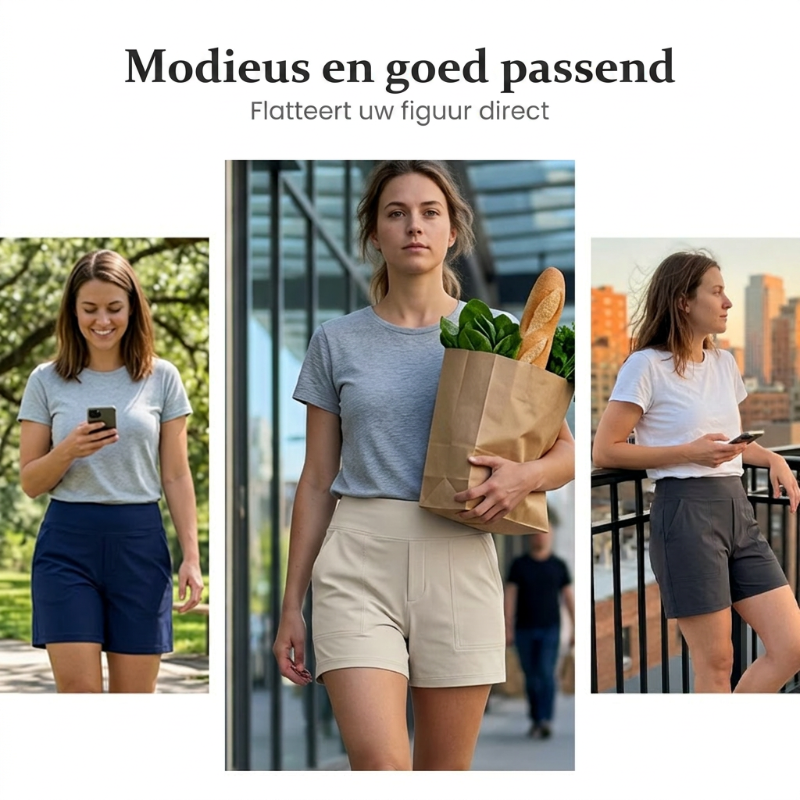 ✨ Dames shorts met hoge taille – Buikcorrigerend, 4-way stretch, boterzacht 🍑