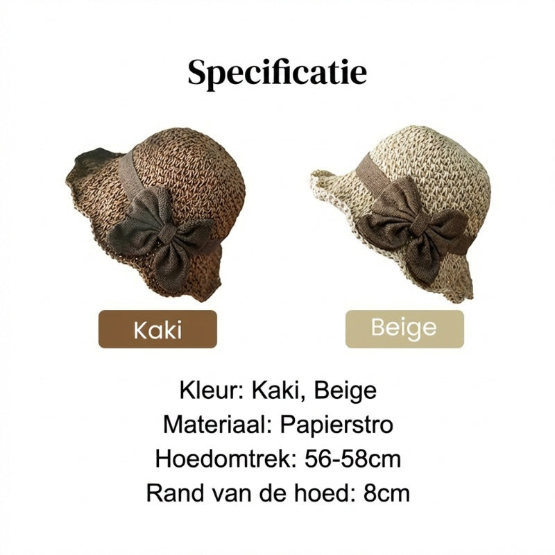 Opvouwbare Strohoed met Retro Strik – Ademende Zomerhoed voor Dames
