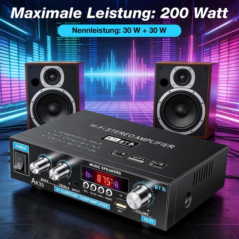 🔊 AK35 Stereoversterker met Bluetooth 5.0 – Compact Geluid voor Thuisgebruik 🎶✨