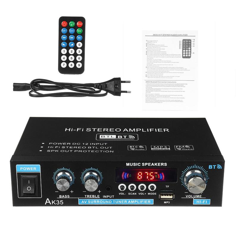 🔊 AK35 Stereoversterker met Bluetooth 5.0 – Compact Geluid voor Thuisgebruik 🎶✨