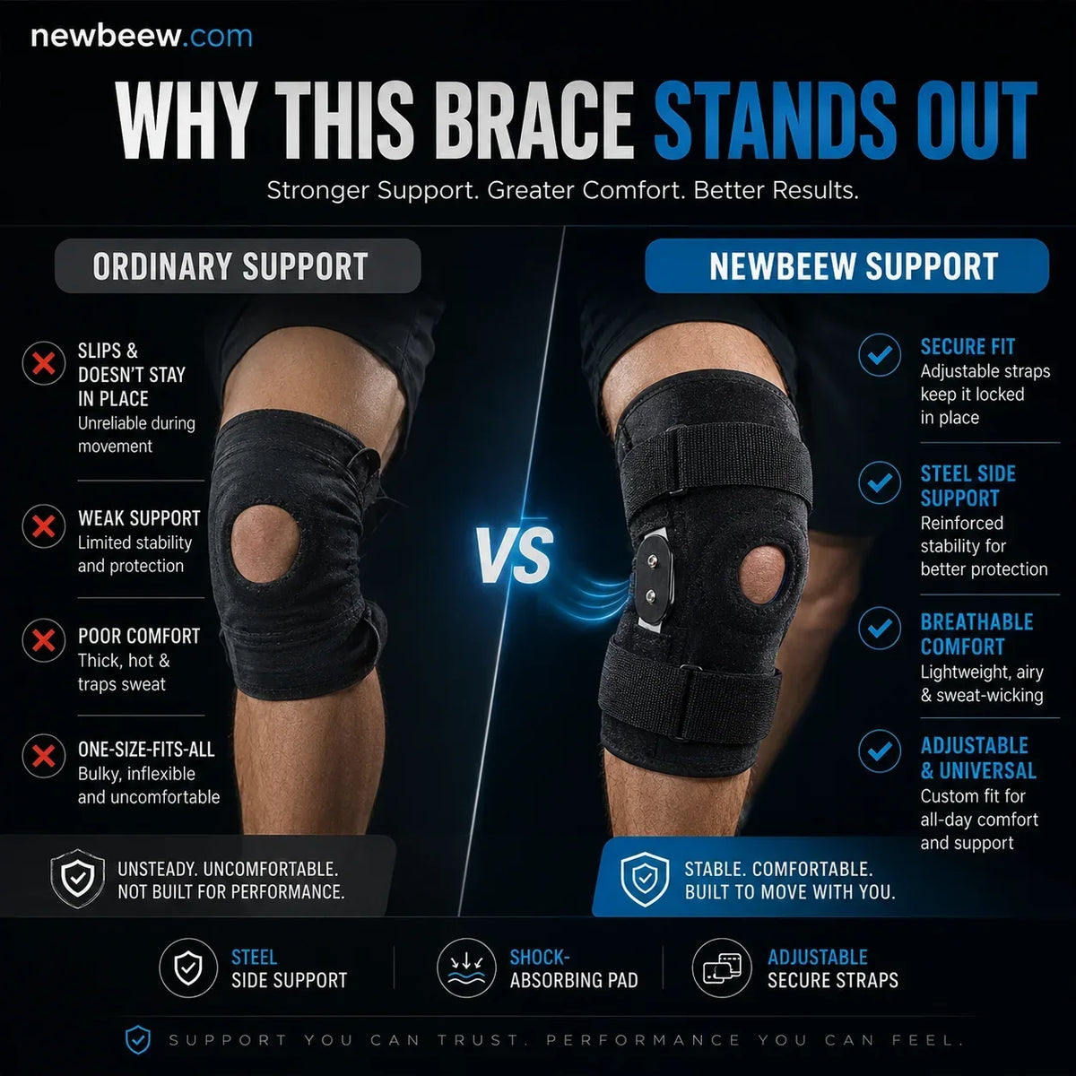 🦵 Ademende en verstelbare kniebrace – Lichte gewrichtssteun voor sport en het dagelijks leven, optimaal comfort 🏃‍♂️📦