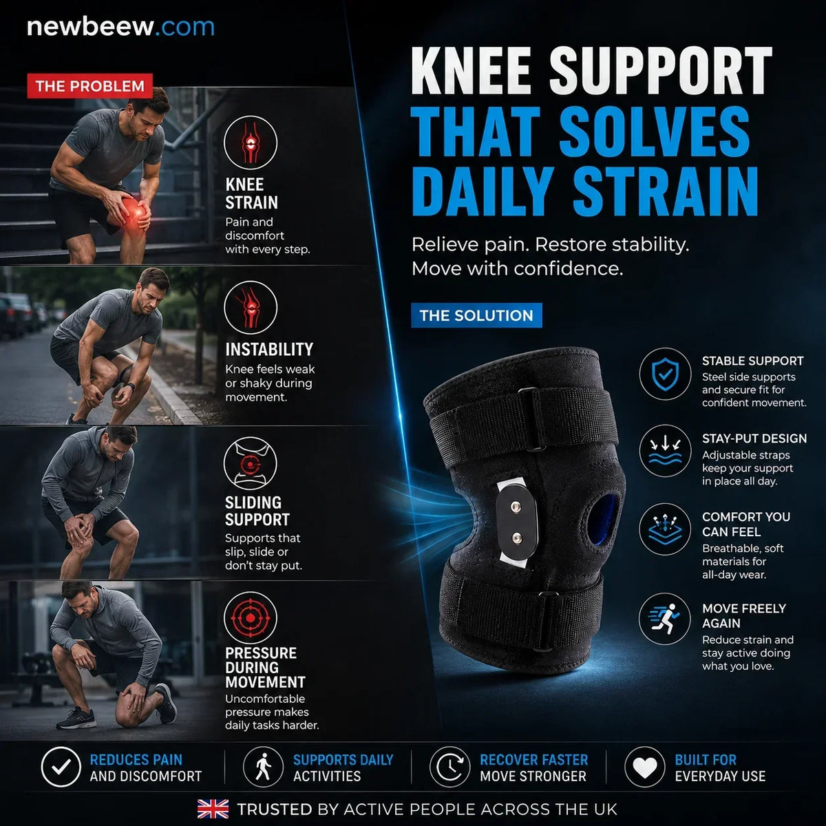 🦵 Ademende en verstelbare kniebrace – Lichte gewrichtssteun voor sport en het dagelijks leven, optimaal comfort 🏃‍♂️📦