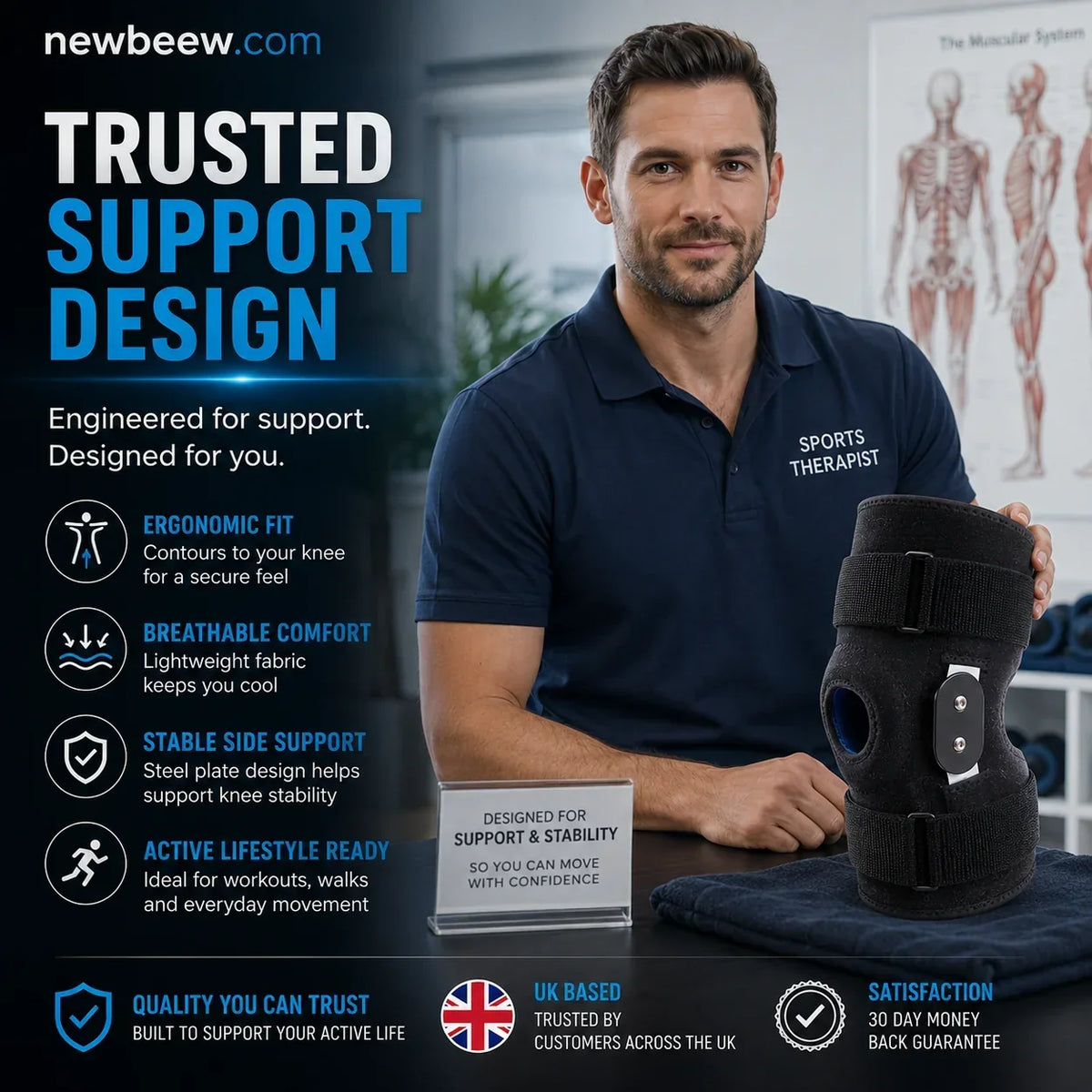 🦵 Ademende en verstelbare kniebrace – Lichte gewrichtssteun voor sport en het dagelijks leven, optimaal comfort 🏃‍♂️📦