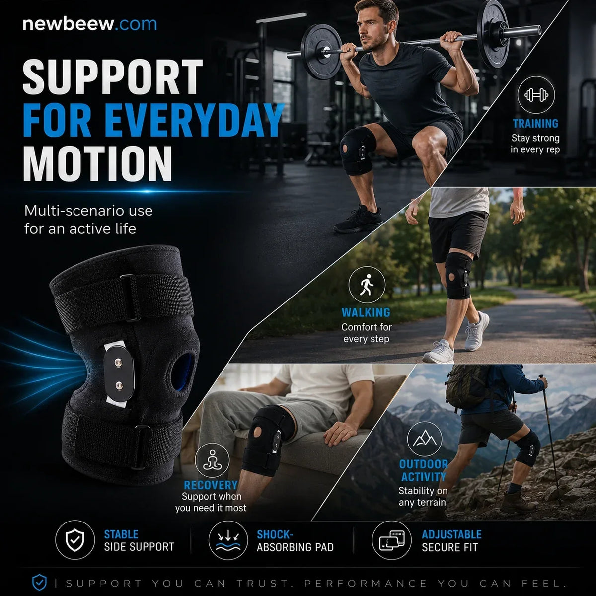 🦵 Ademende en verstelbare kniebrace – Lichte gewrichtssteun voor sport en het dagelijks leven, optimaal comfort 🏃‍♂️📦