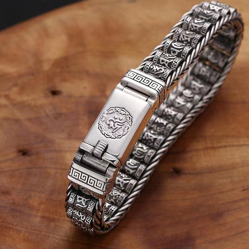 Tibetaanse Gebedsrol Armband - 925 Zilver Geluksbrenger Verstelbaar 18-22cm